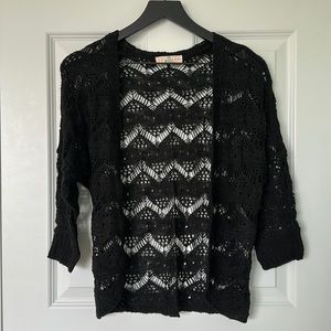 Black Loose Knit Cardigan Sweater
